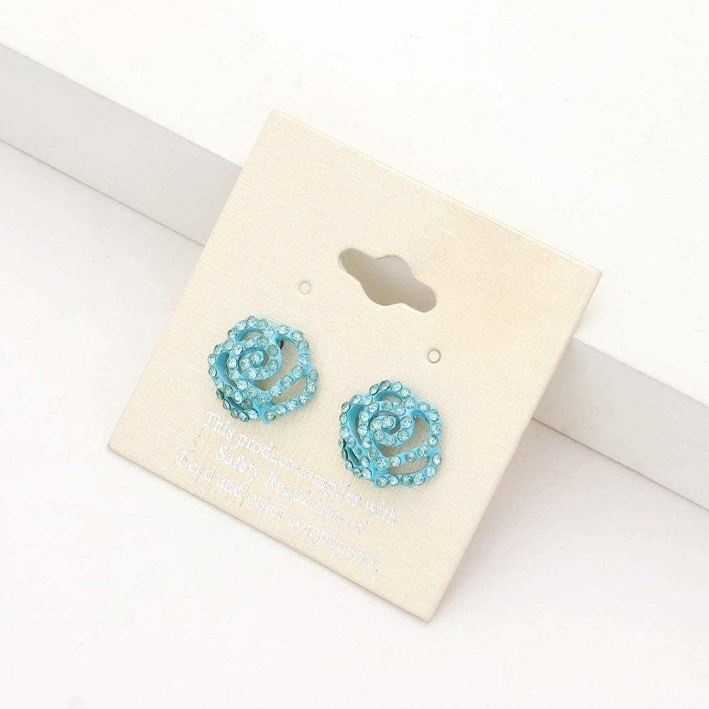 Crystal Pave Flower Stud Earrings - Madeline Love - Flyclothing LLC