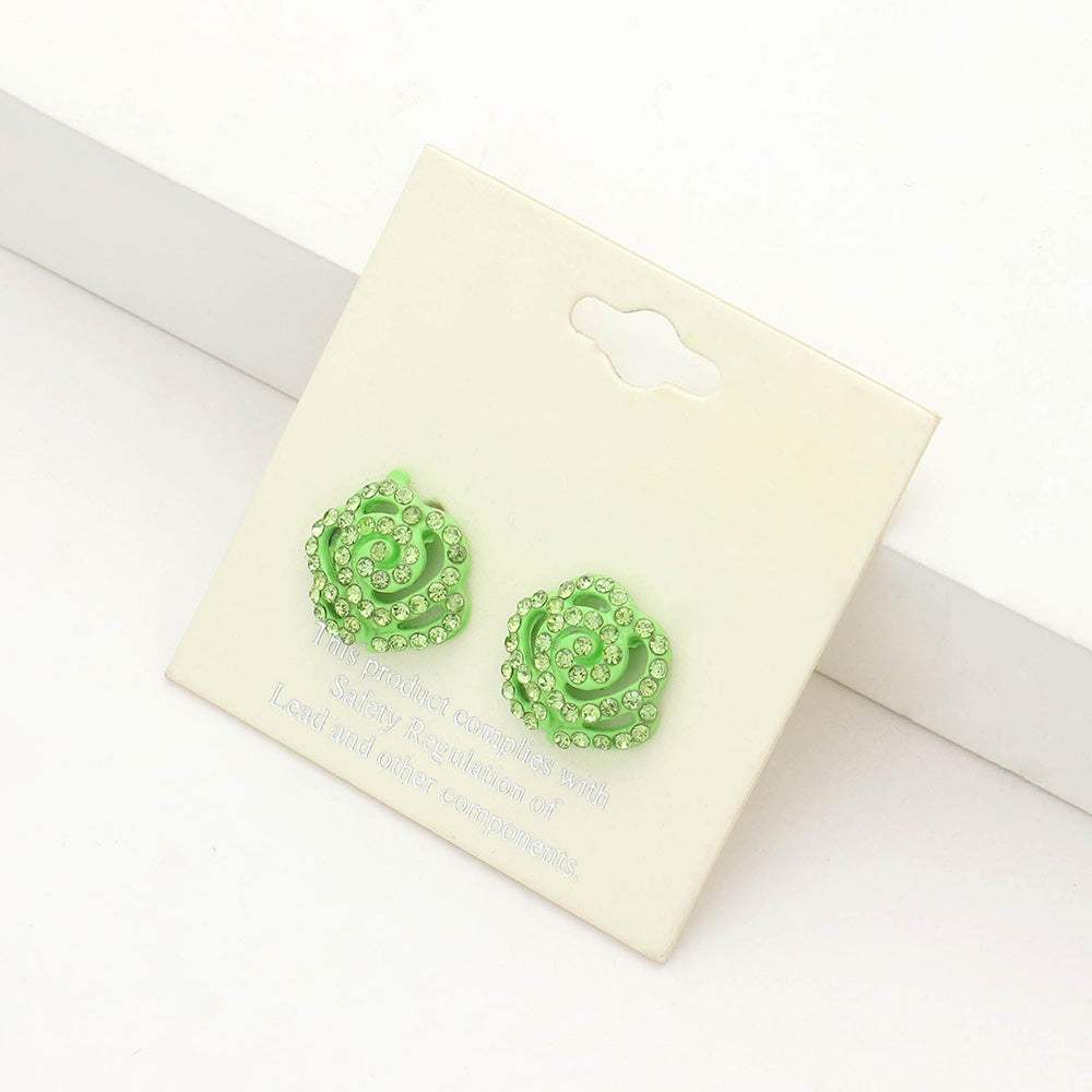 Crystal Pave Flower Stud Earrings - Madeline Love - Flyclothing LLC