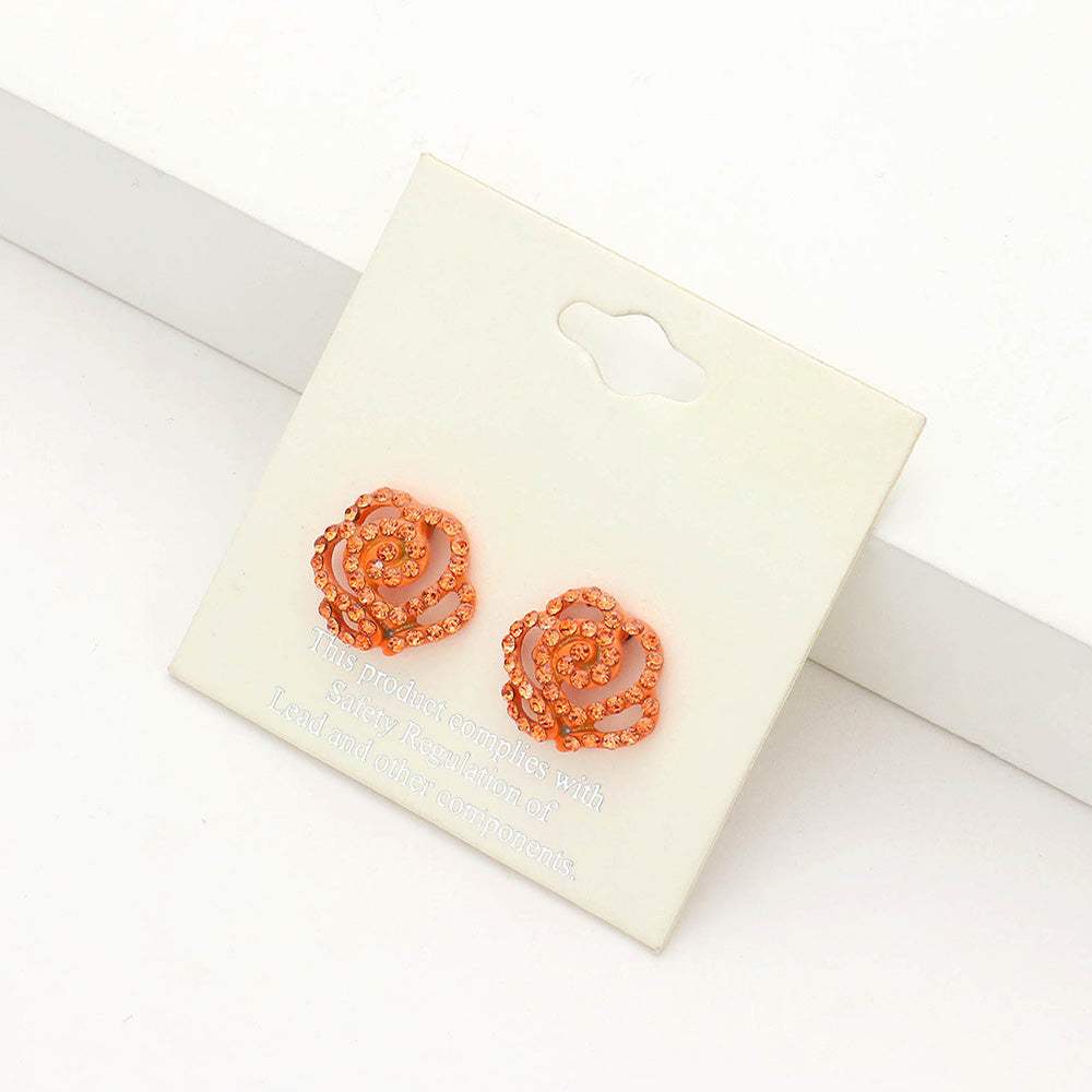 Crystal Pave Flower Stud Earrings - Madeline Love - Flyclothing LLC
