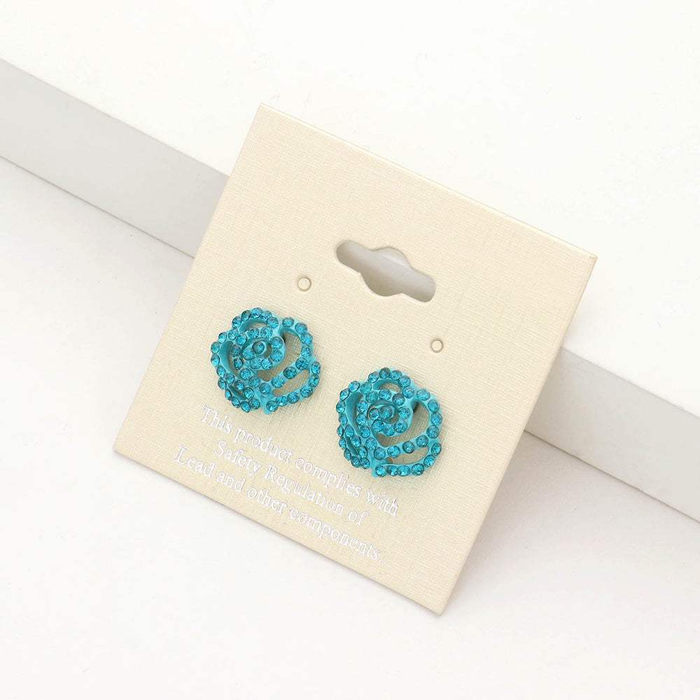 Crystal Pave Flower Stud Earrings - Madeline Love - Flyclothing LLC