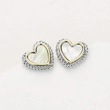 14K Gold Plated Mother Of Pearl Heart Stud Earrings - Madeline Love - Flyclothing LLC