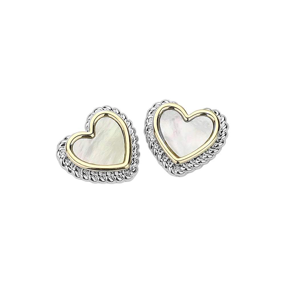 14K Gold Plated Mother Of Pearl Heart Stud Earrings - Madeline Love - Flyclothing LLC