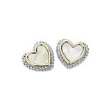 14K Gold Plated Mother Of Pearl Heart Stud Earrings - Madeline Love - Flyclothing LLC