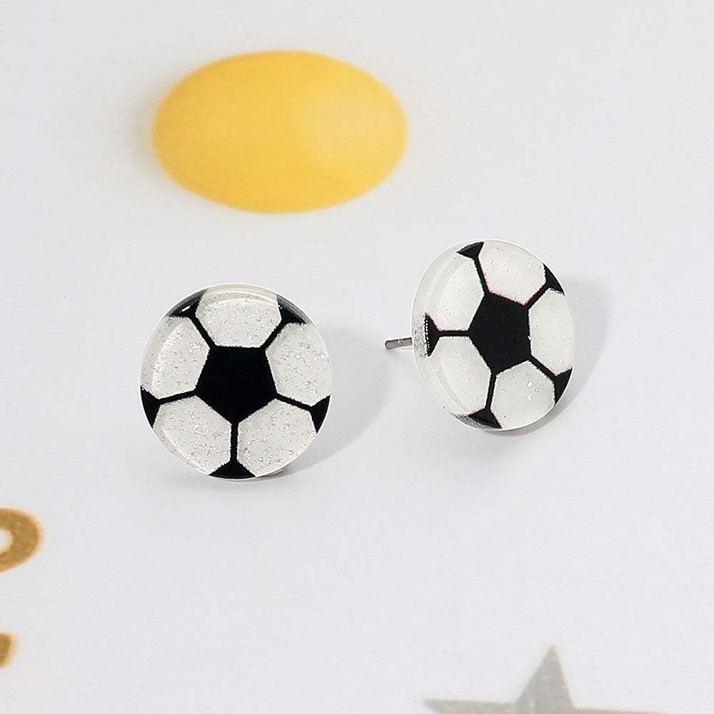 Glitter Resin Soccer Stud Earrings - Madeline Love - Flyclothing LLC