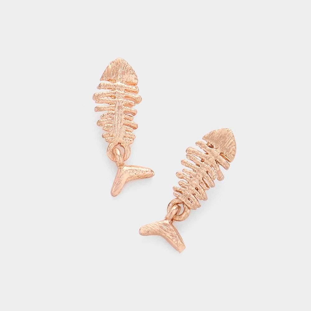 Metal Fishbone Sterling Silver Post Stud Earrings - Madeline Love - Flyclothing LLC