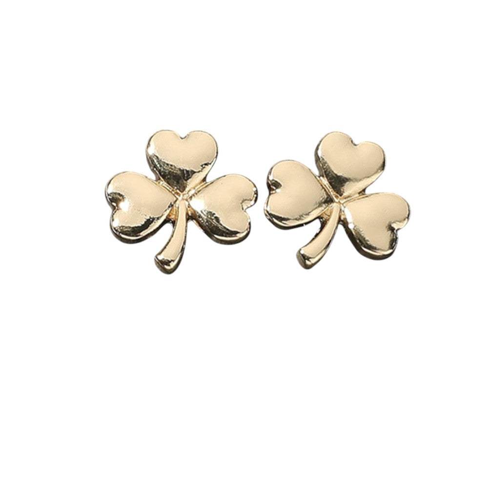 SECRET BOX_14K Gold Dipped Shamrock Clover Stud Earrings - Madeline Love - Flyclothing LLC