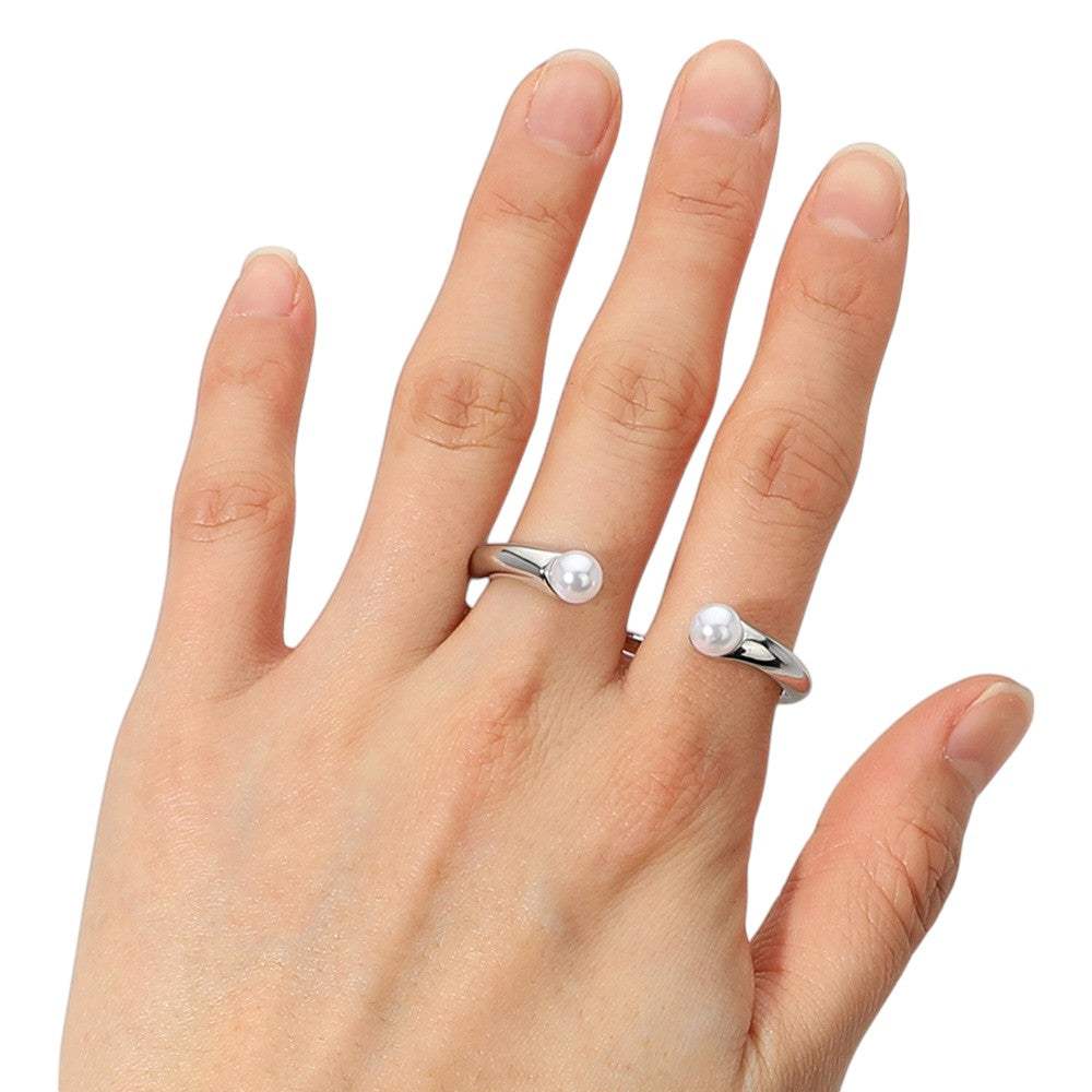 SECRET BOX_Sterling Silver Dipped Pearl Tip Two Finger Ring - Madeline Love - Flyclothing LLC