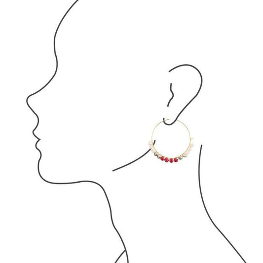 Sepia Red Hoop Earrings - Barse Jewelry - Flyclothing LLC