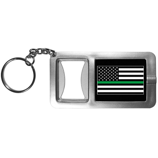 Thin Green Line Army Flag Flashlight Key Chain with Bottle Opener - Army - Flyclothing LLC