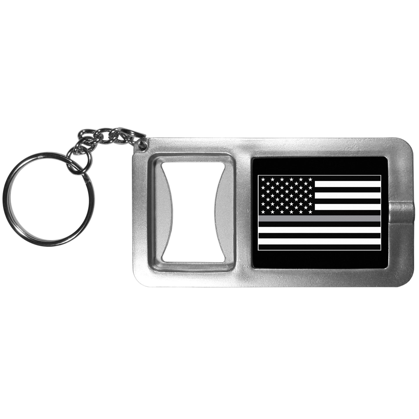 Thin Gray Line National Guard Flag Flashlight Key Chain with Bottle Opener
