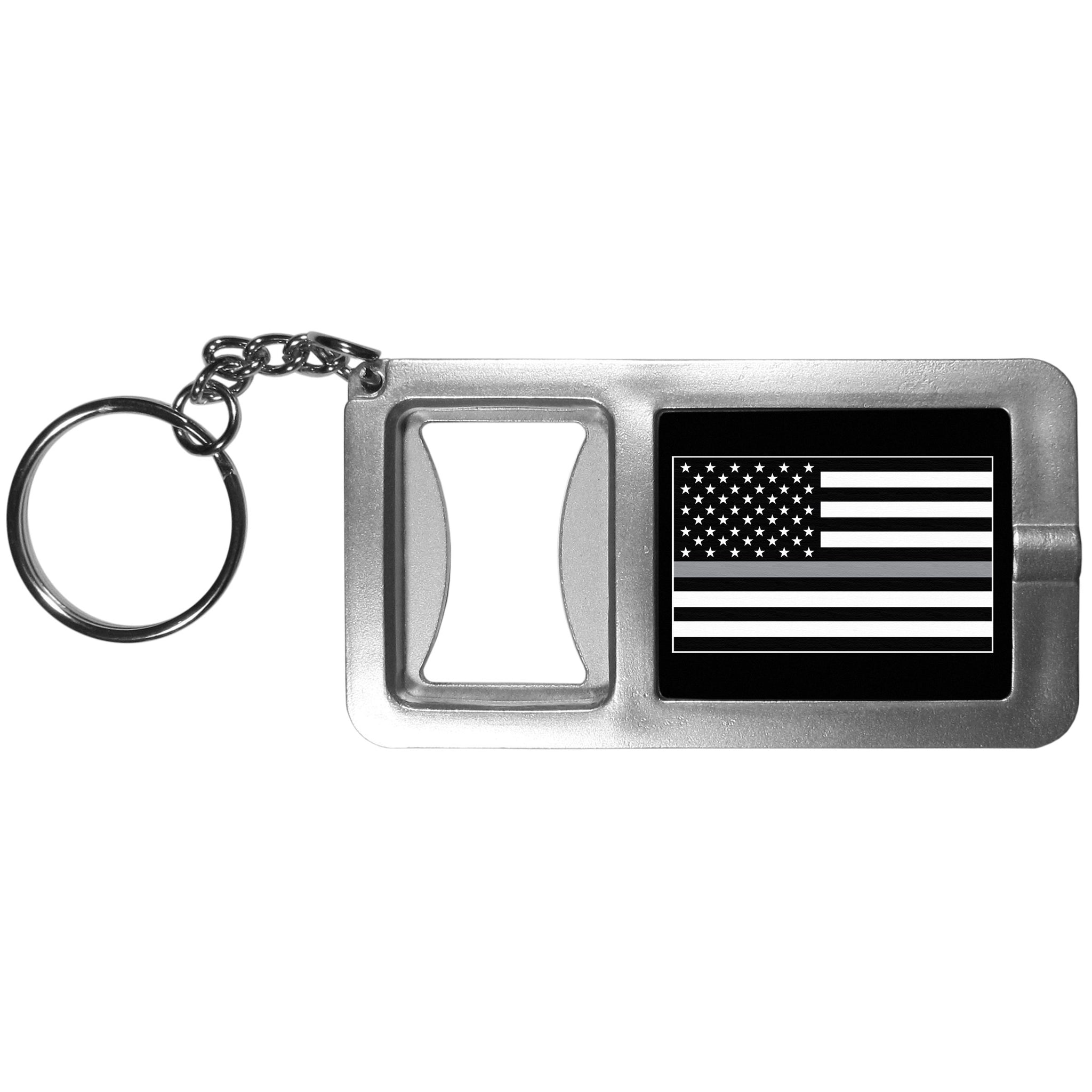 Thin Gray Line National Guard Flag Flashlight Key Chain with Bottle Opener