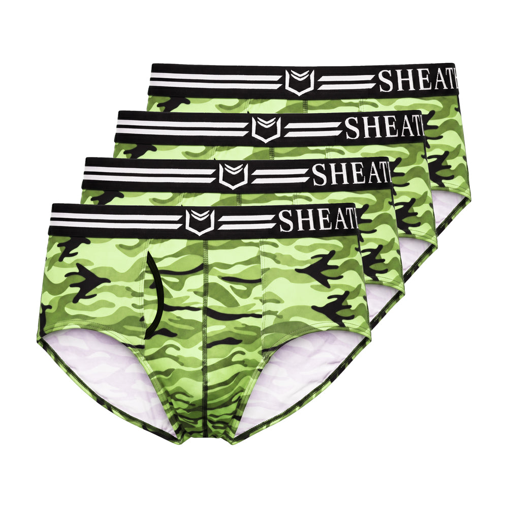 SHEATH Polyester Camo Men's Pouch American Brief (4 Pack)