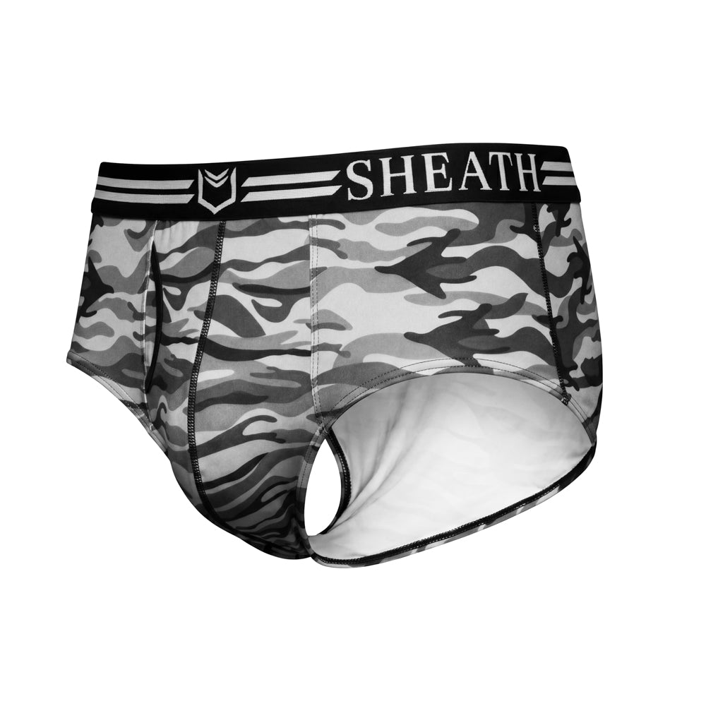 SHEATH Polyester Camo Men's Pouch American Brief (4 Pack)