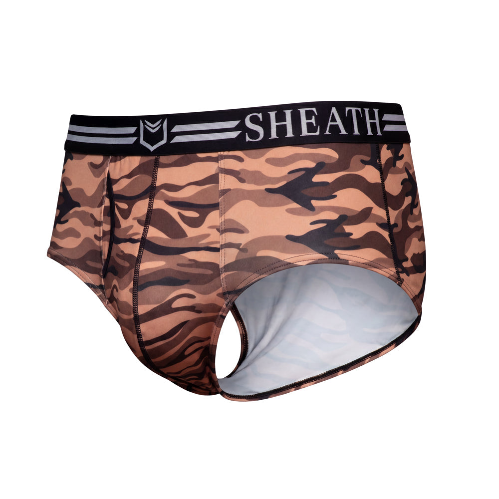 SHEATH Polyester Camo Men's Pouch American Brief (4 Pack)