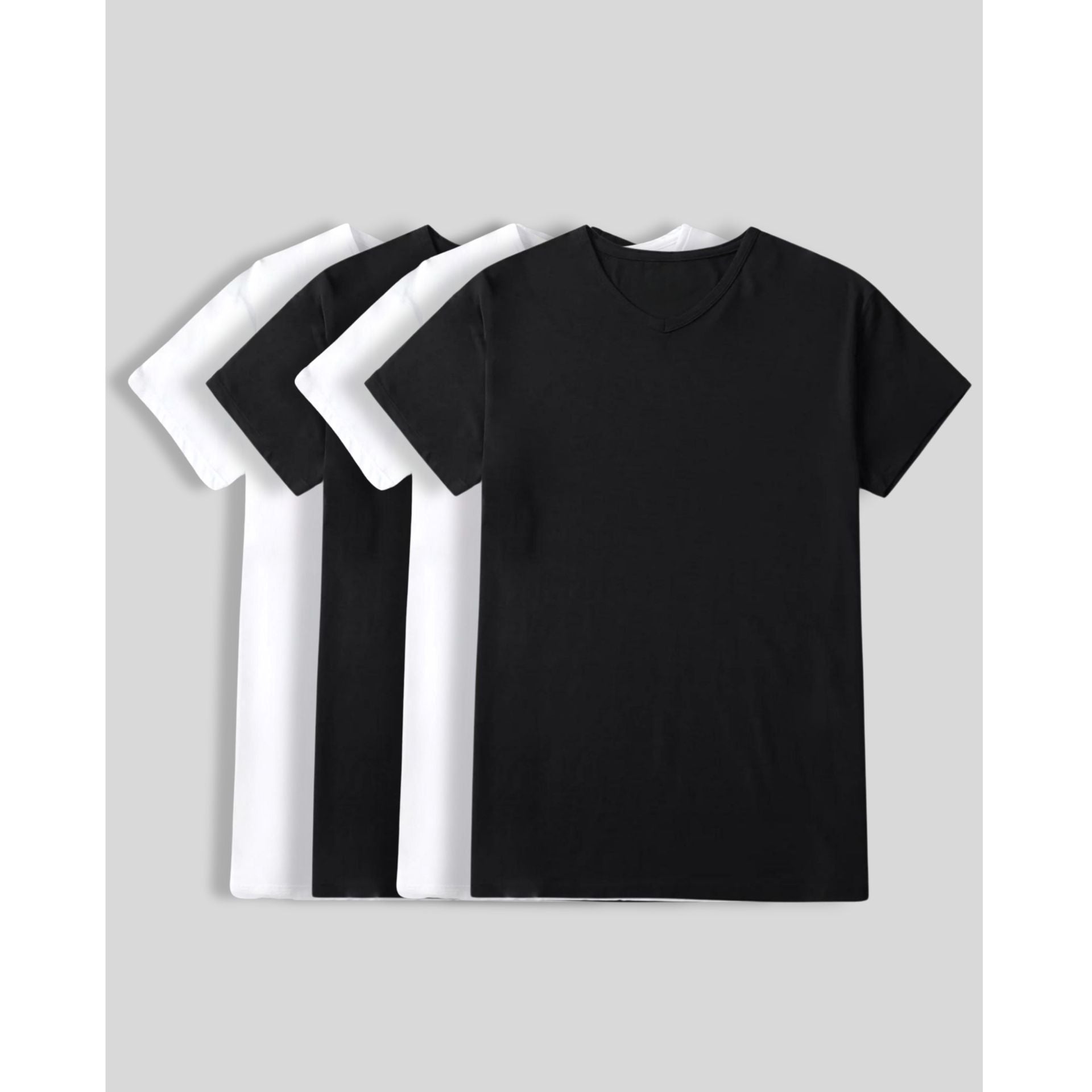 Men’s Micro Modal V-Neck Undershirts – 4 Pack (2 Black, 2 White) - SilkCut Underwear - Flyclothing LLC