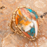 Modern Edge Turquoise and Spiny Oyster Shell Matrix Stone Golden Ring - Barse Jewelry - Flyclothing LLC