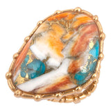 Modern Edge Turquoise and Spiny Oyster Shell Matrix Stone Golden Ring - Barse Jewelry - Flyclothing LLC