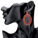 Rectangle Stone Embellished Oven Oval Earrings - Madeline Love - Flyclothing LLC