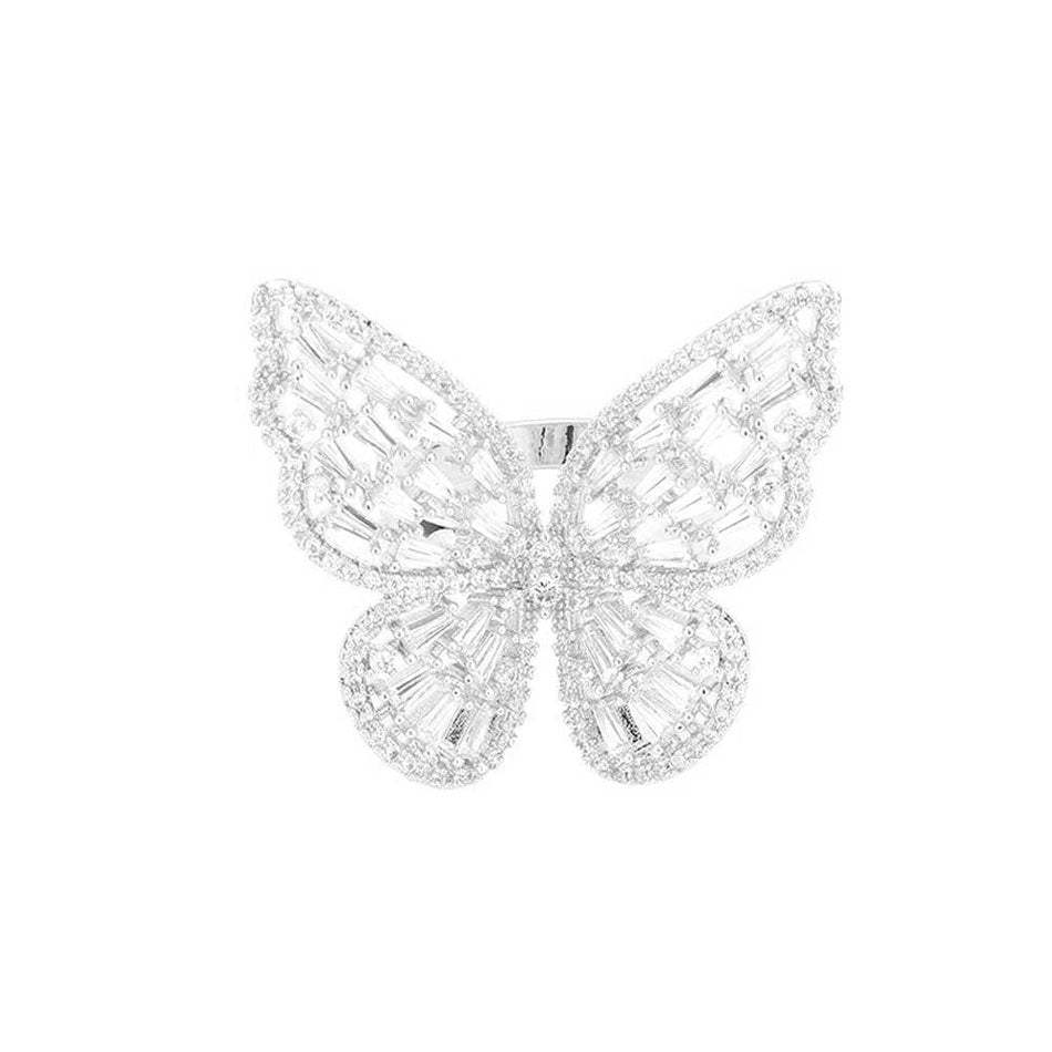 CZ Glass Stone Embellished Butterfly Ring - Madeline Love - Flyclothing LLC