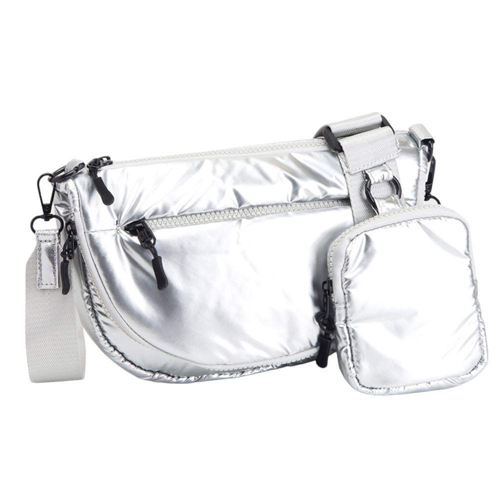 Puffer Half Moon Crossbody Bag - Madeline Love - Flyclothing LLC