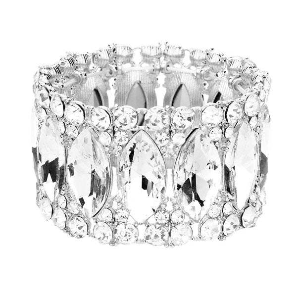 Round Marquise Stone Cluster Stretch Evening Bracelet - Madeline Love - Flyclothing LLC