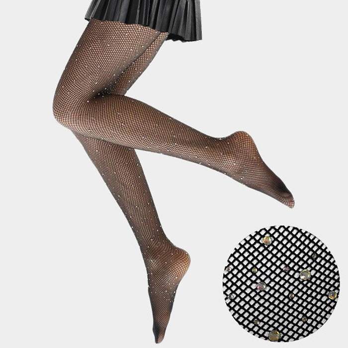 Crystal Embellished Fishnet Pantyhose Tights - Madeline Love - Flyclothing LLC
