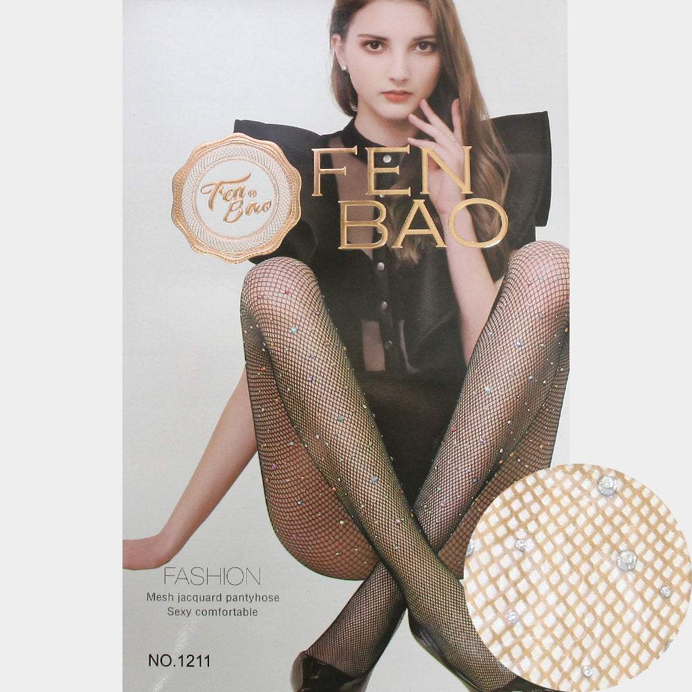 Crystal Embellished Fishnet Pantyhose Tights - Madeline Love - Flyclothing LLC