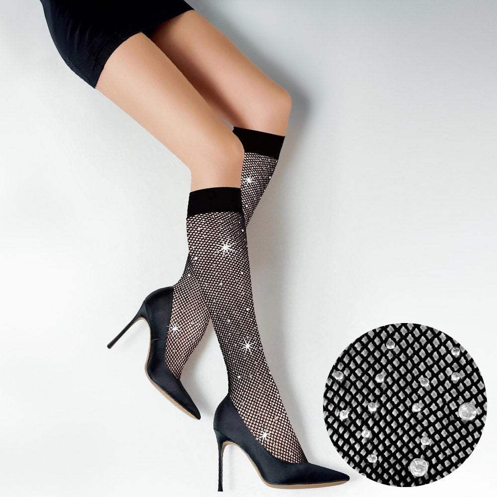 Bling Studded Linda Knee-high Fish Net Stocking - Madeline Love - Flyclothing LLC