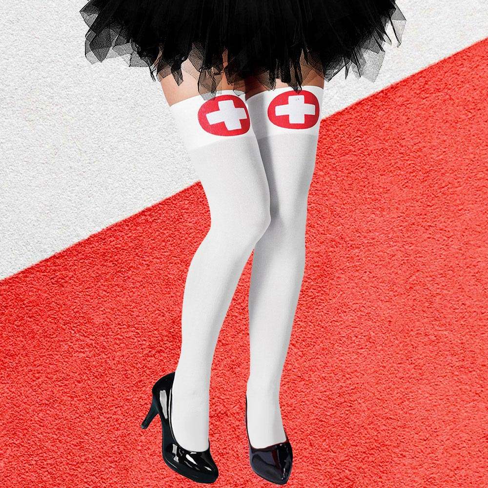 Nurse Halloween Costume Tight High Stockings - Madeline Love - Flyclothing LLC