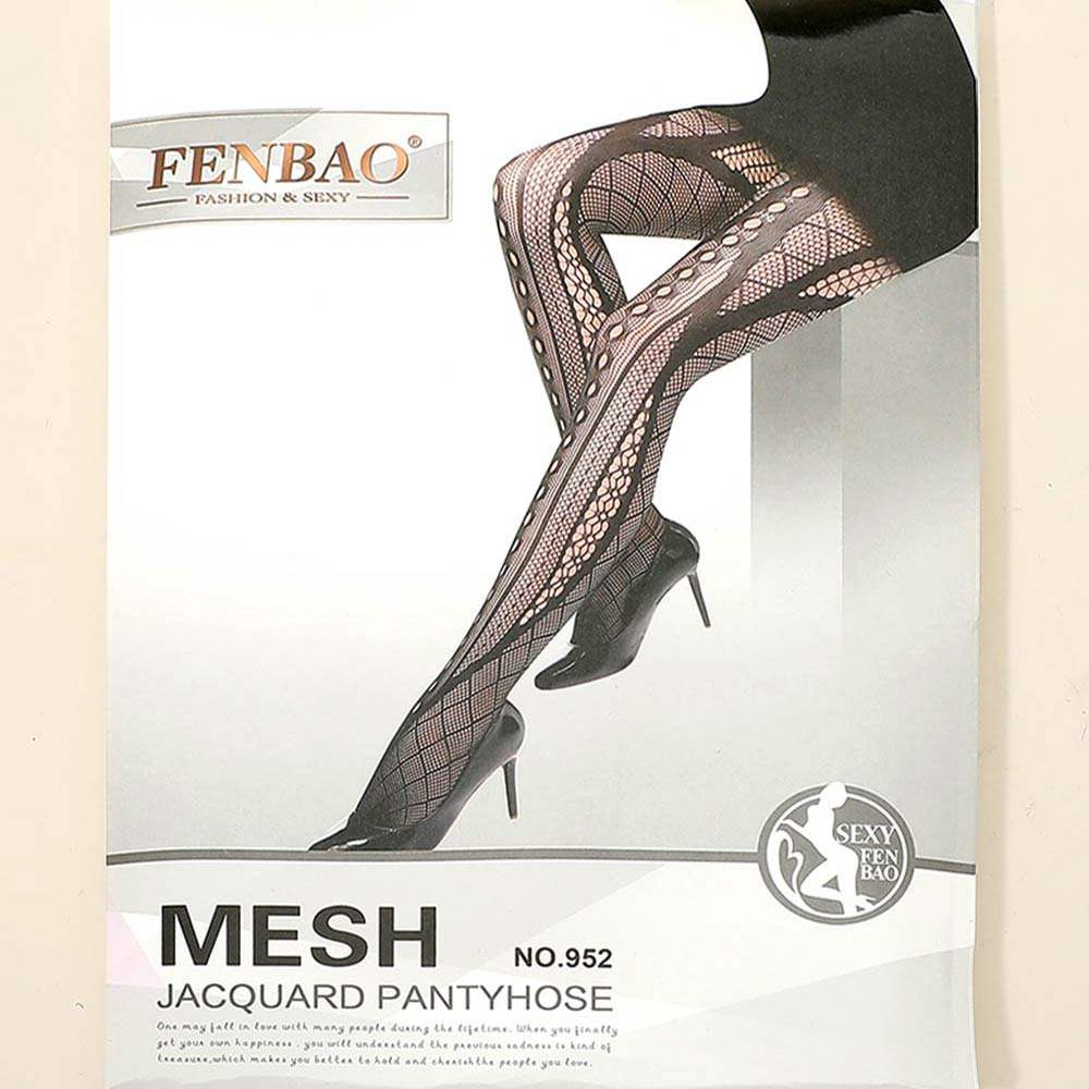 Women Mesh Jacquard Pattern Fishnet Cutout Pantyhose Tights - Madeline Love - Flyclothing LLC