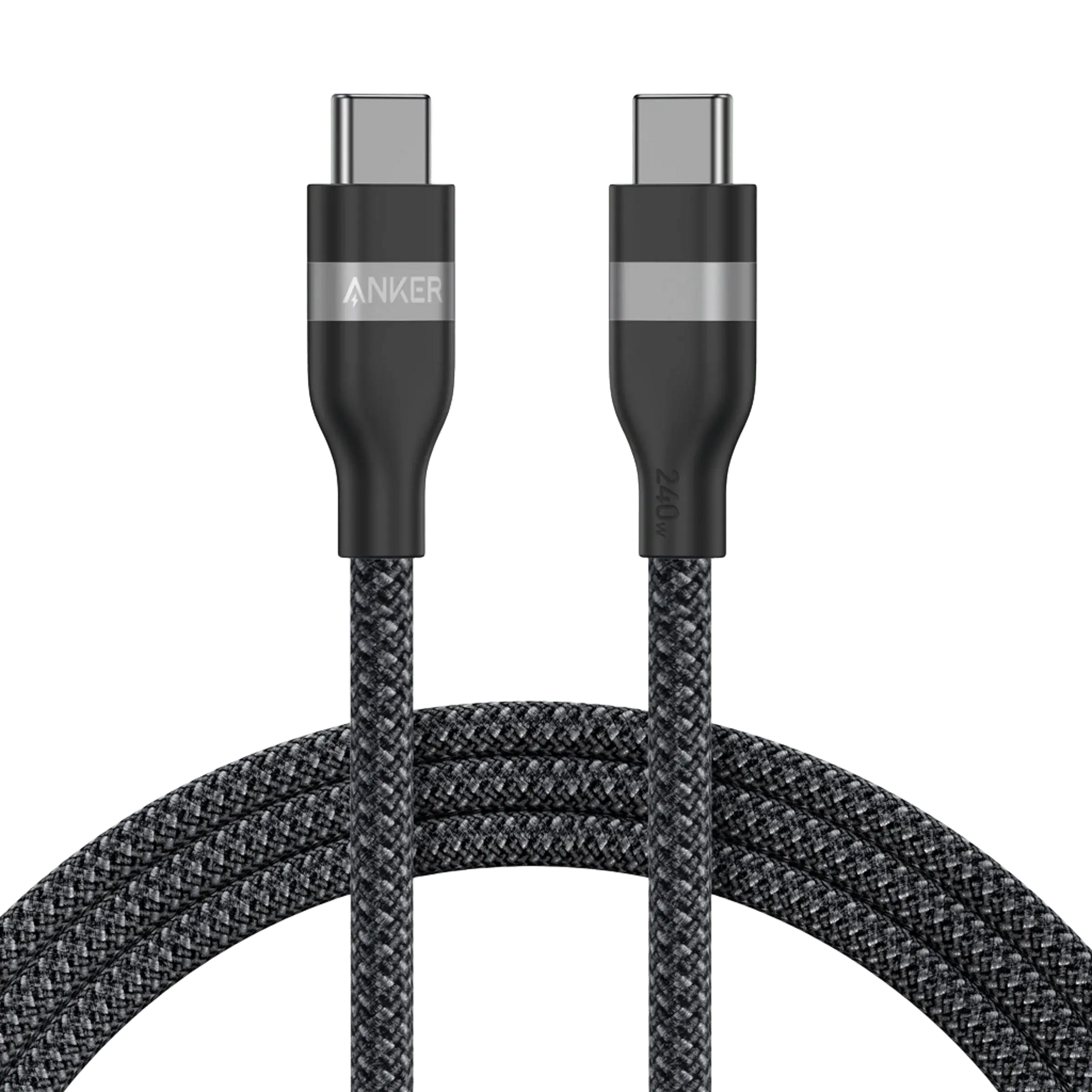 Anker USB-C to USB-C Cable (3 ft / 6 ft, 240W, Upcycled-Braided) - Anker - Flyclothing LLC