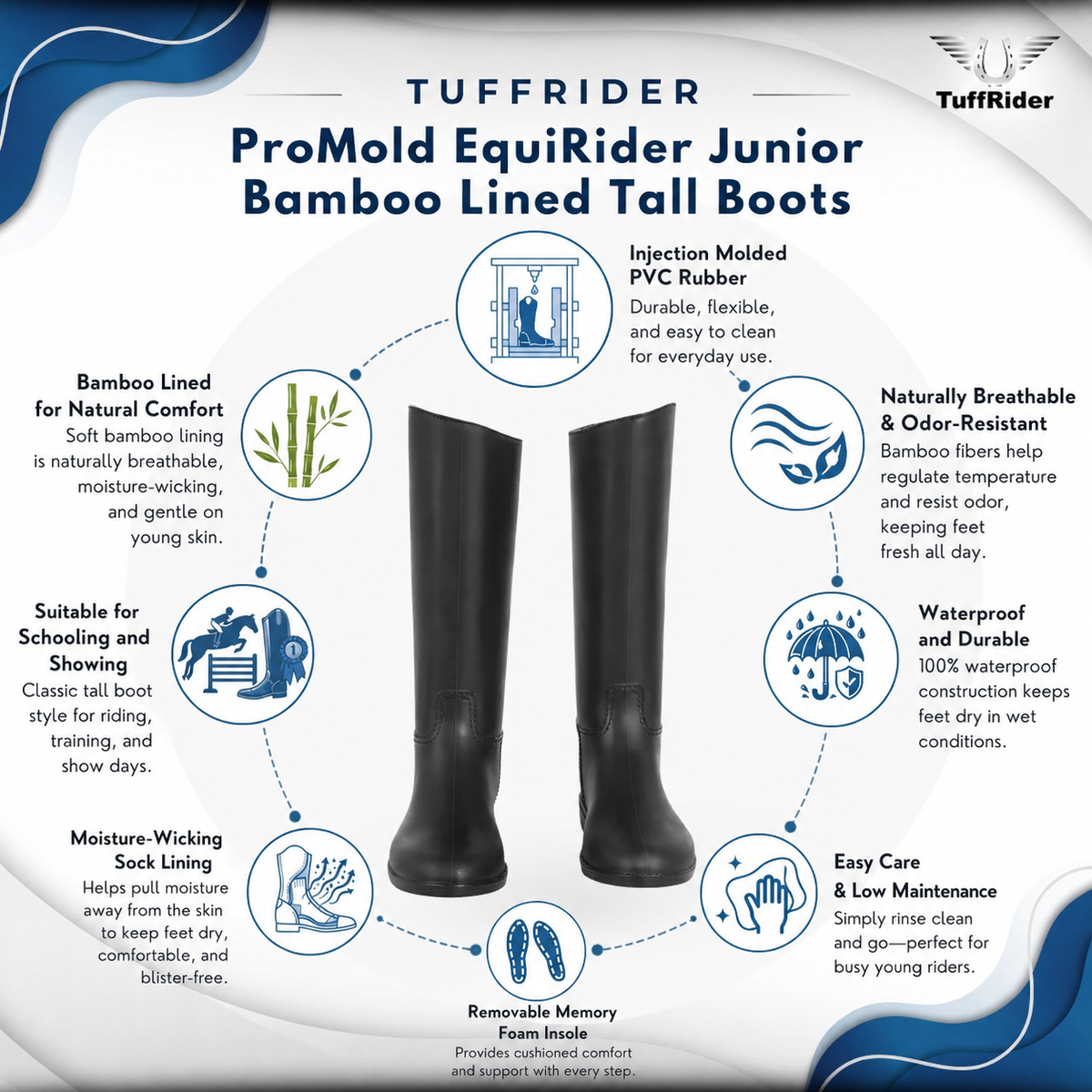 TuffRider ProMold EquiRider Junior Bamboo Lined Tall Boots - Breeches.com - Flyclothing LLC