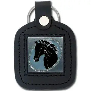 Sq. Leather Keychain - Horse - Siskiyou Originals - Flyclothing LLC