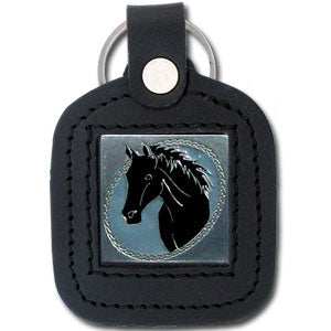 Sq. Leather Keychain - Horse - Siskiyou Originals - Flyclothing LLC