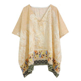 Leaf Print Cover Up Poncho - Madeline Love - Flyclothing LLC