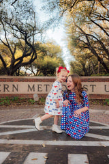 SMU Plaid Mustang 3/4 Sleeve Pocket Twirl Dress - Mila & Rose ® - Flyclothing LLC