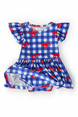 SMU Plaid Mustang Flutter Twirl Bodysuit - Mila & Rose ® - Flyclothing LLC