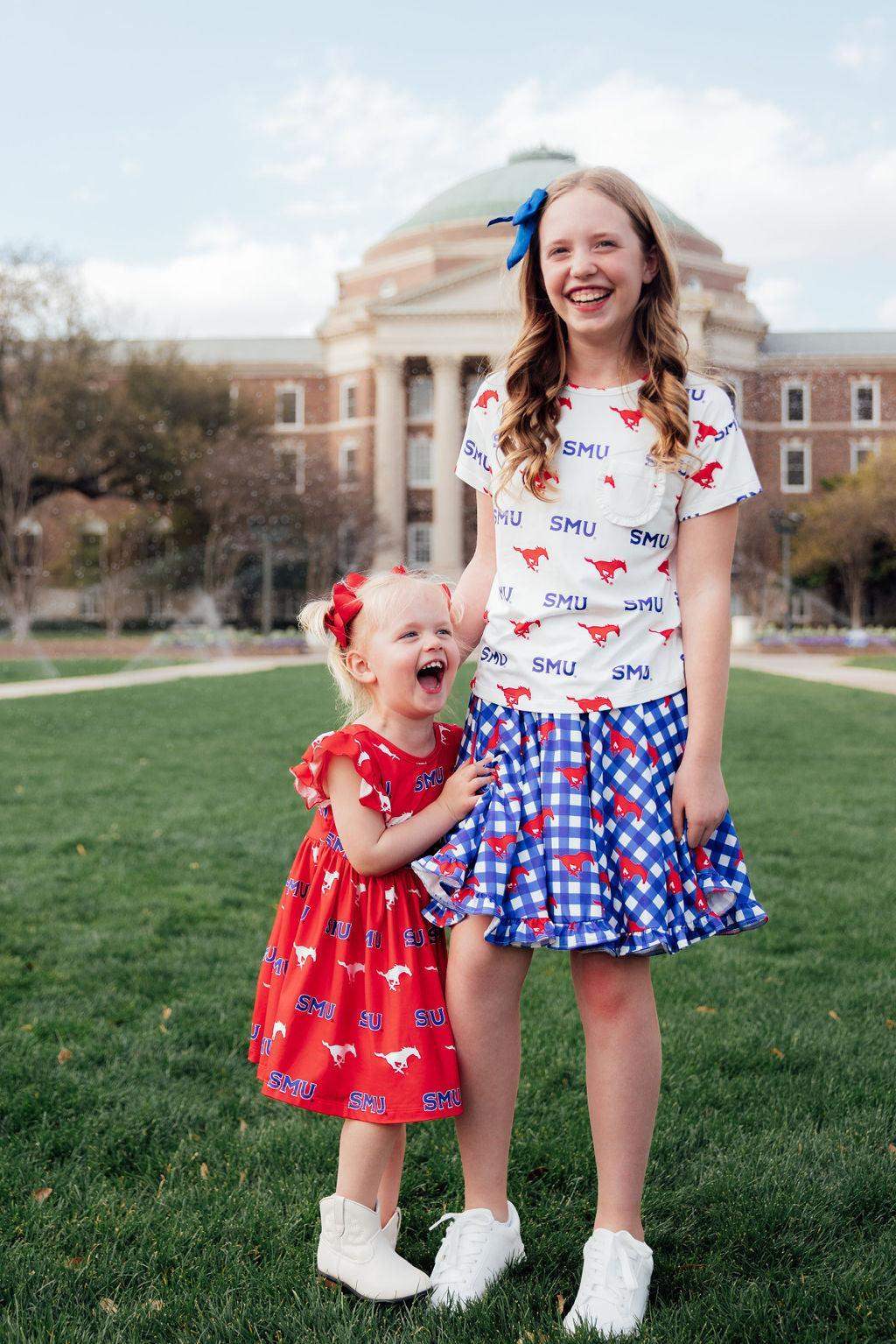 SMU Plaid Mustang Ruffle Twirl Skort - Mila & Rose ® - Flyclothing LLC