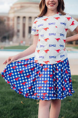 SMU Plaid Mustang Ruffle Twirl Skort - Mila & Rose ® - Flyclothing LLC