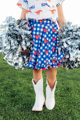 SMU Plaid Mustang Ruffle Twirl Skort - Mila & Rose ® - Flyclothing LLC