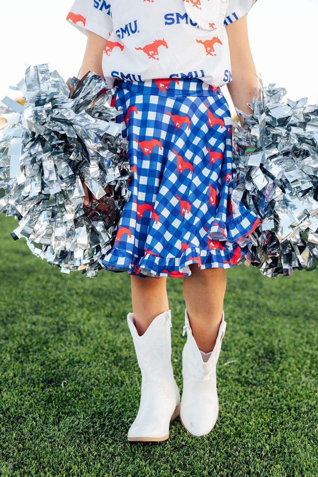 SMU Plaid Mustang Ruffle Twirl Skort - Mila & Rose ® - Flyclothing LLC