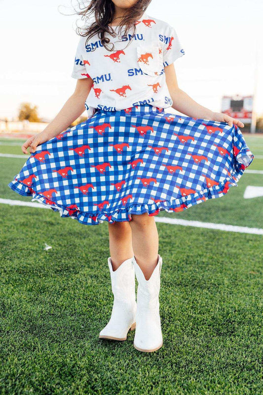 SMU Plaid Mustang Ruffle Twirl Skort - Mila & Rose ® - Flyclothing LLC