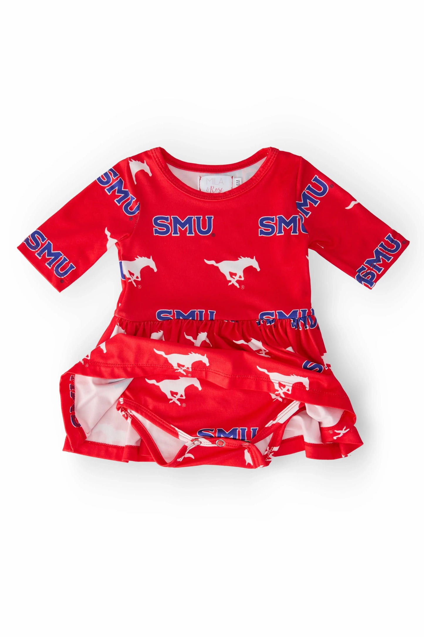 SMU Red Mustang 3/4 Sleeve Twirl Bodysuit - Mila & Rose ® - Flyclothing LLC