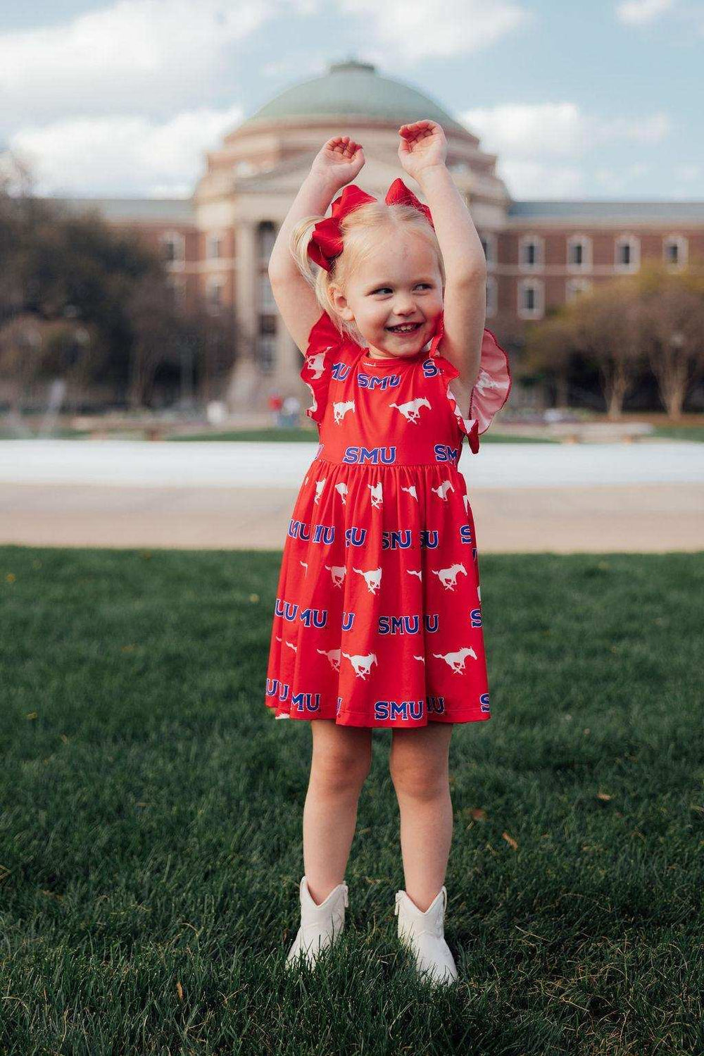 SMU Red Mustang Flutter Twirl Dress - Mila & Rose ® - Flyclothing LLC