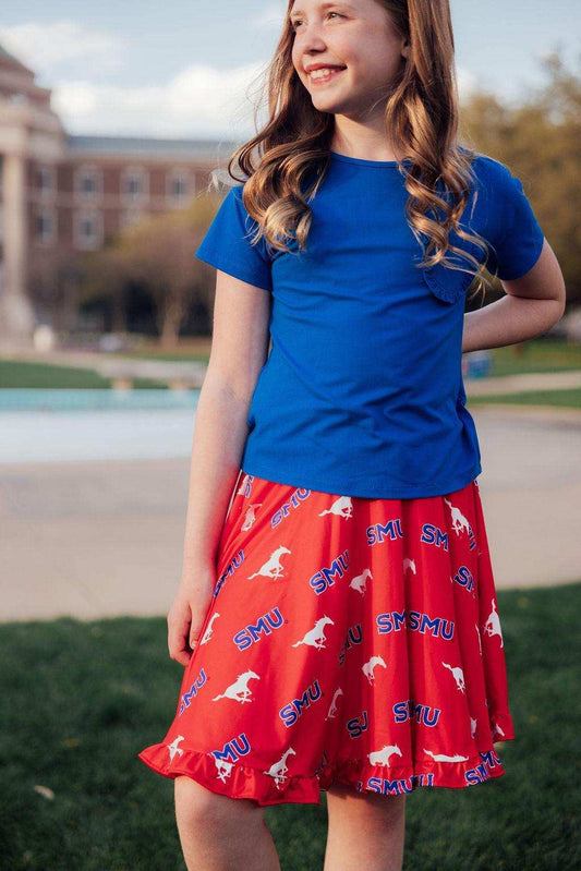 SMU Red Mustang Ruffle Twirl Skort - Mila & Rose ® - Flyclothing LLC