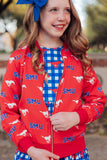 SMU Red Mustang Satin Jacket - Mila & Rose ® - Flyclothing LLC