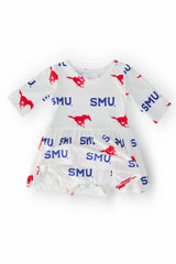 SMU White Mustang 3/4 Sleeve Twirl Bodysuit - Mila & Rose ® - Flyclothing LLC