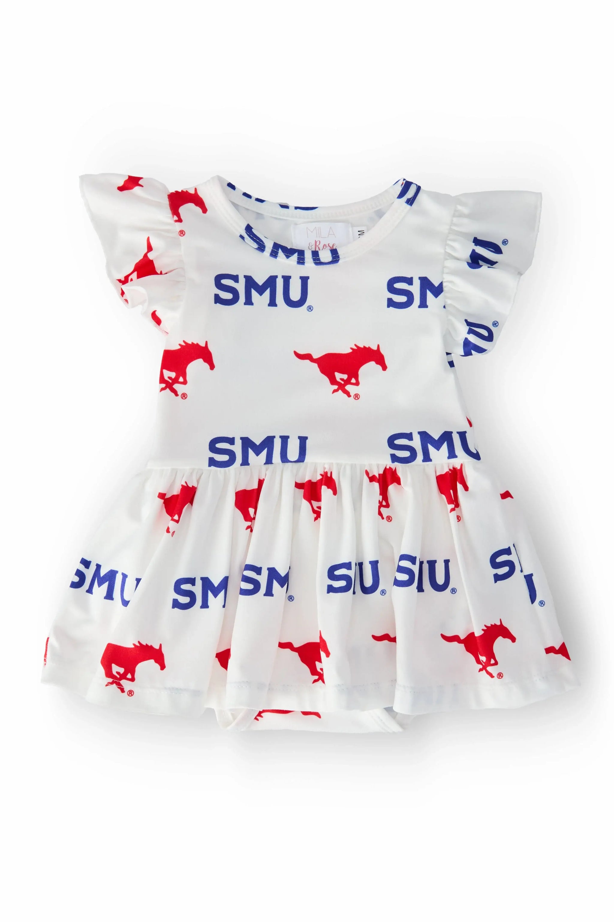 SMU White Mustang Flutter Twirl Bodysuit - Mila & Rose ® - Flyclothing LLC