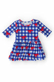 SMU Plaid Mustang 3/4 Sleeve Twirl Bodysuit - Mila & Rose ®