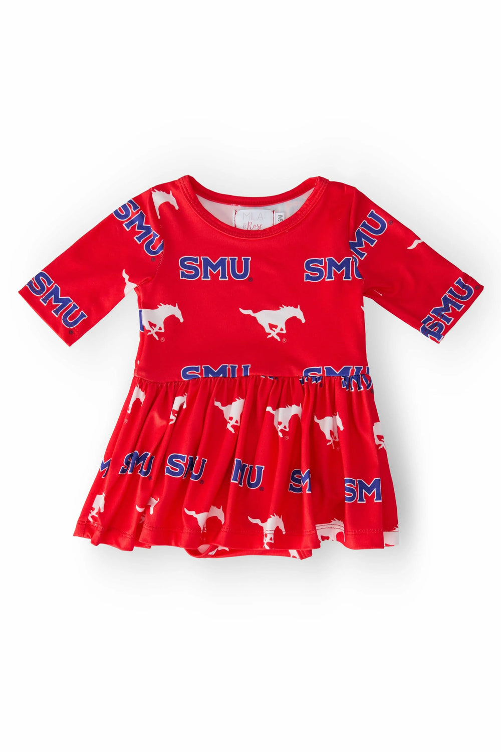 SMU Red Mustang 3/4 Sleeve Twirl Bodysuit - Mila & Rose ®
